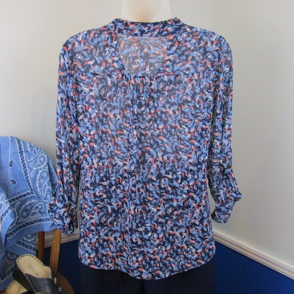 A.N.A V-Neck Popover Tunic Roll-Tab Blouse - Picture 7 of 11